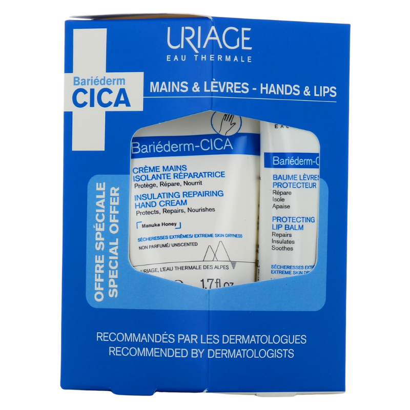 Uriage Bariederm Pack: Cica Crema de Manos 50 ml + Bálsamo Labial 15 ml