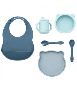 Vajilla 7 Piezas Silicona Olmitos Azul