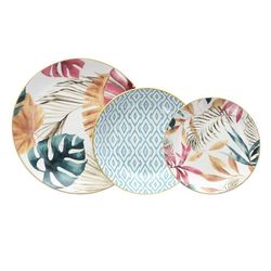 Vajilla de 18 piezas de porcelana en multicolor | Tropical Rose