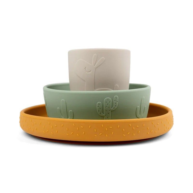 Vajilla DonebyDeer Stick&Stay verde/mostaza/arena