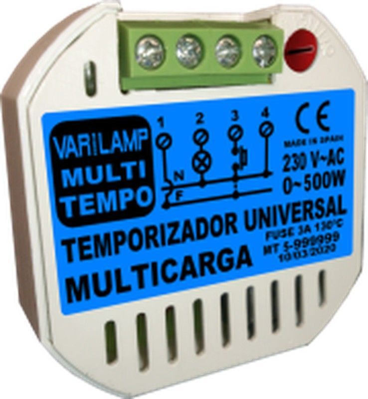 Varilamp multi tempo temporizador universal multicarga. Puls. O inter. 500w máx.(R)