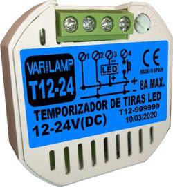 Varilamp t12-24 temporizador a pulsadores para tiras LED de 12v a 24v dc 8a máximo