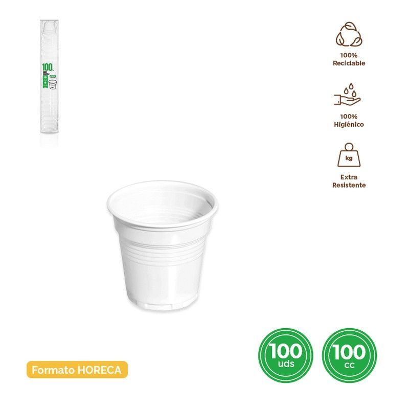 Vaso Irrompible Blanco 100Cc Pp 100 unidades
