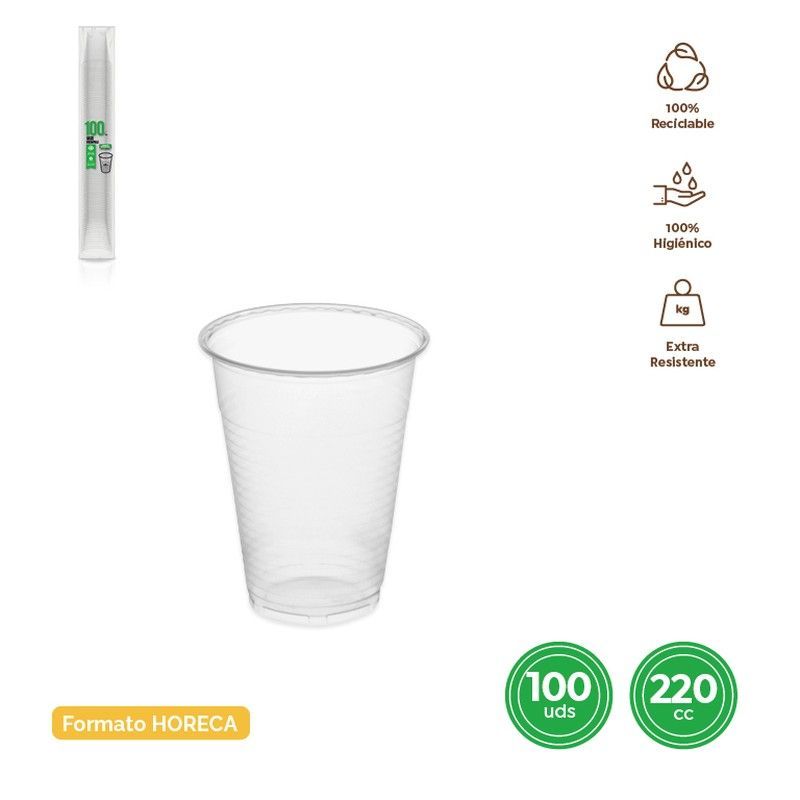 Vaso Irrompible Transparente 220 Cc Pp 100 unidades