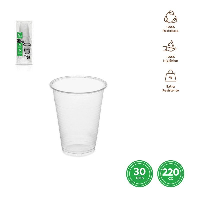 Vaso Irrompible Transparente 220 cc Pp 30 unidades