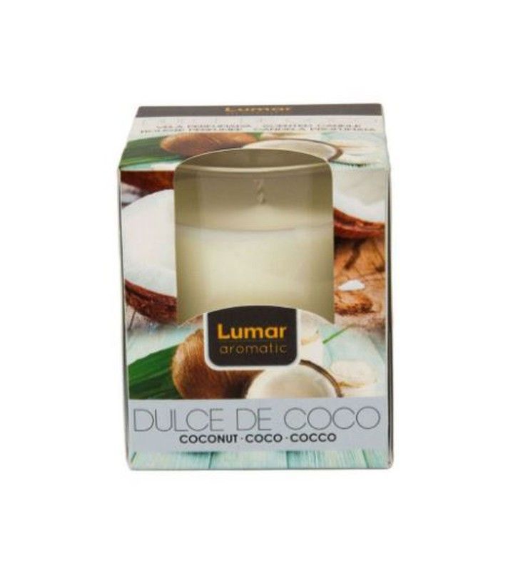 Vela Aromática Sabor Coco En Vaso De Cristal Duración 28 Horas