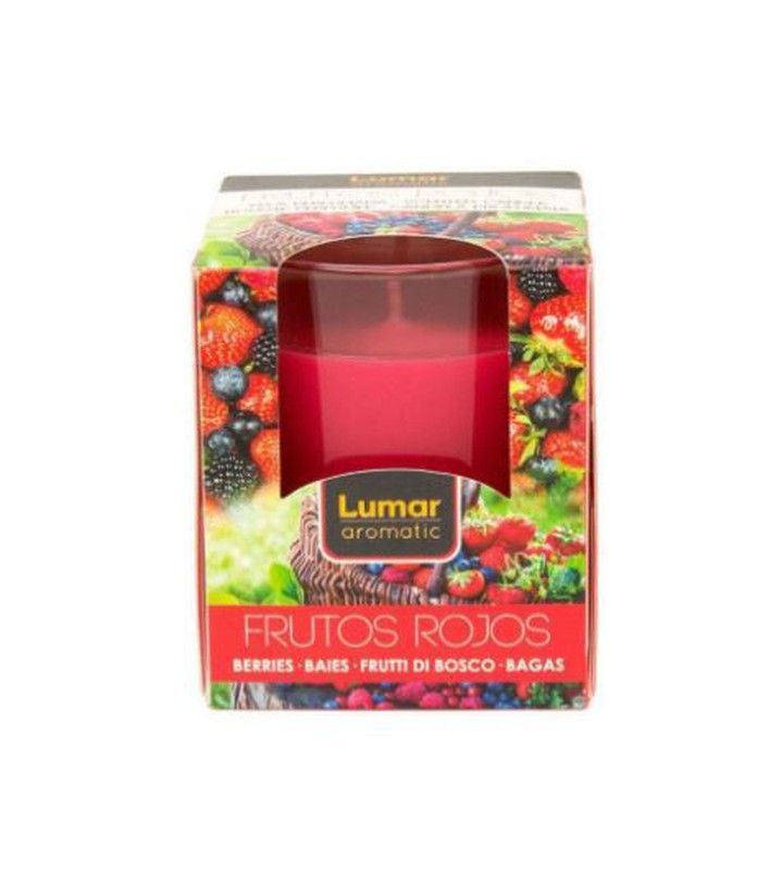 Vela Aromática Sabor Frutos del Bosque En Vaso De Cristal Duración 28 Horas