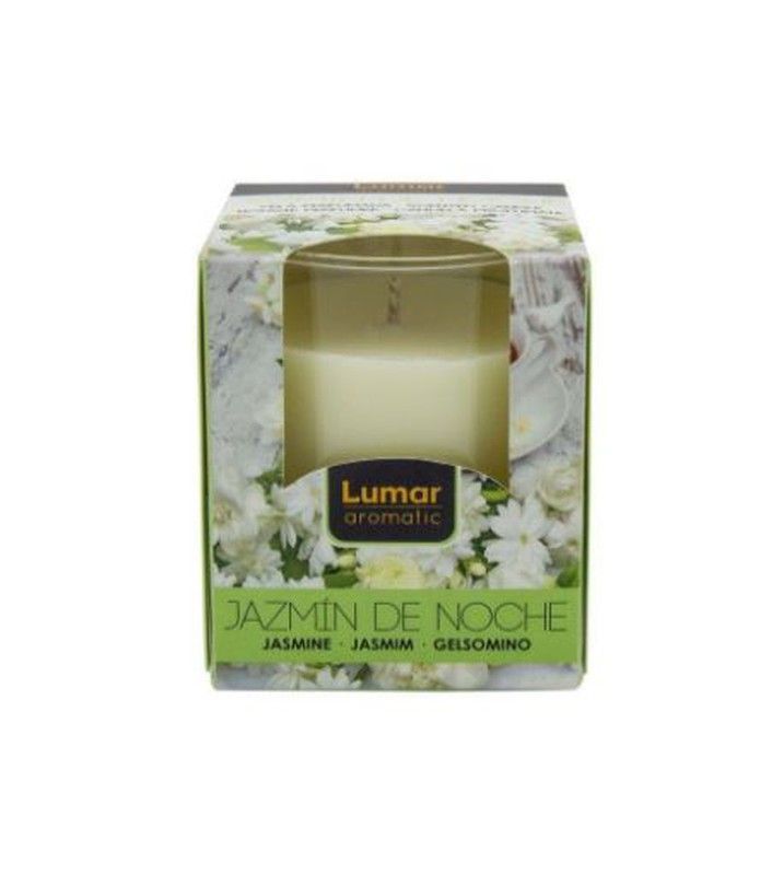 Vela Aromática Sabor Jazmín En Vaso De Cristal Duración 28 Horas