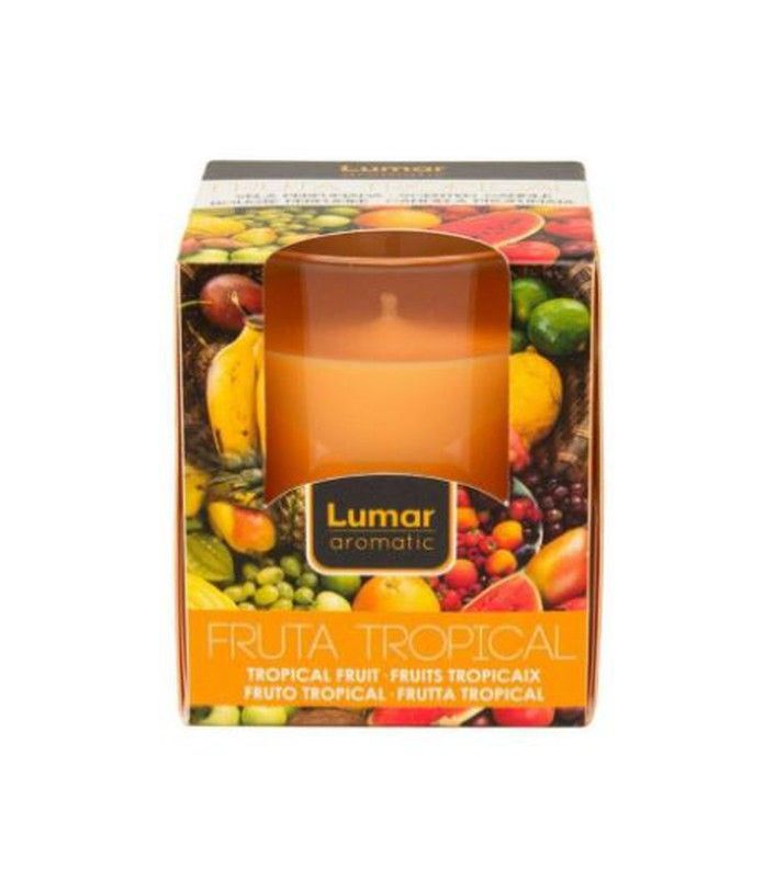 Vela Aromática Sabor Tropical En Vaso De Cristal Duración 28 Horas