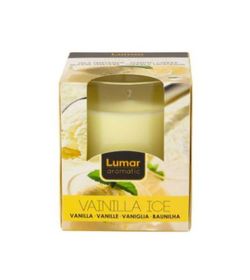 Vela Aromática Sabor Vainilla En Vaso De Cristal Duración 28 Horas