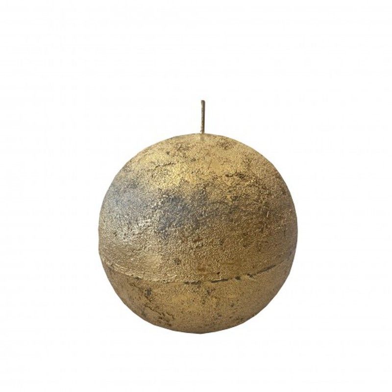 VELA BOLA RÚSTICA DORADA Ø 10 CM. (50 H.)