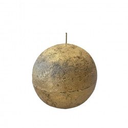 VELA BOLA RÚSTICA DORADA Ø 10 CM. (50 H.)
