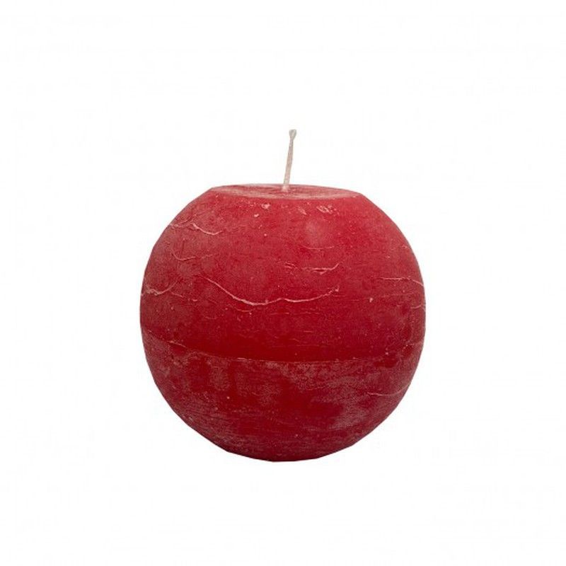 VELA BOLA RÚSTICA ROJA Ø 10 CM. (50 H.)
