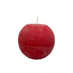 VELA BOLA RÚSTICA ROJA Ø 10 CM. (50 H.)