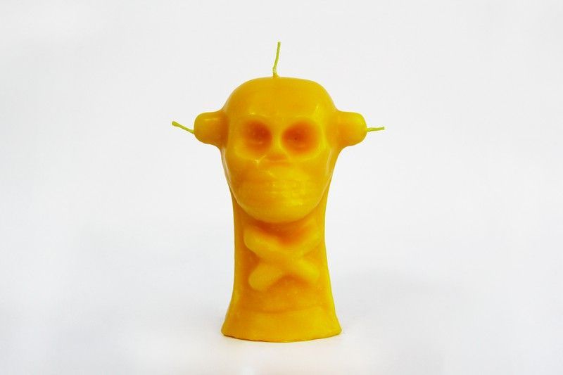Vela calavera 3 mechas amarillo