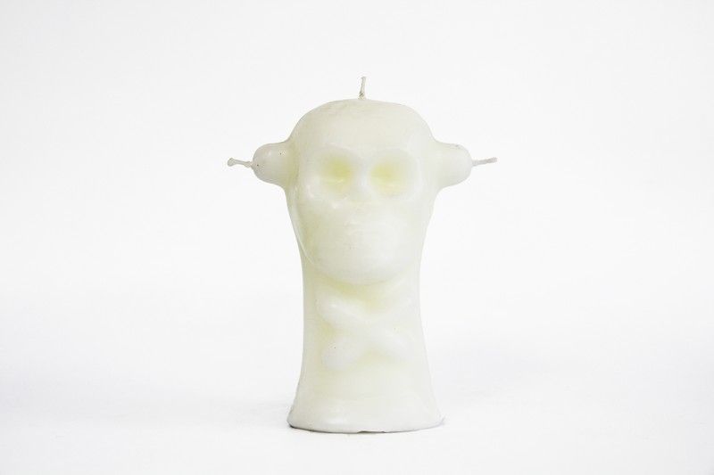 Vela calavera 3 mechas blanco