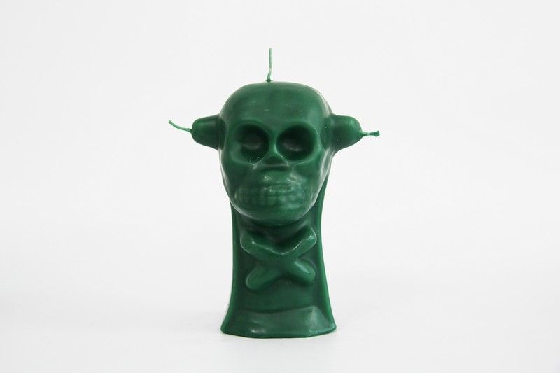 Vela calavera 3 mechas verde