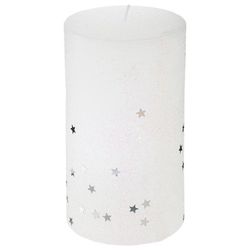 Vela con estrellas. Blanca. 7x12 cm.