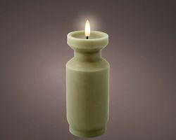 Vela Con Mecja LED DIA7-H17.8CM Verde/Blanco Cálido