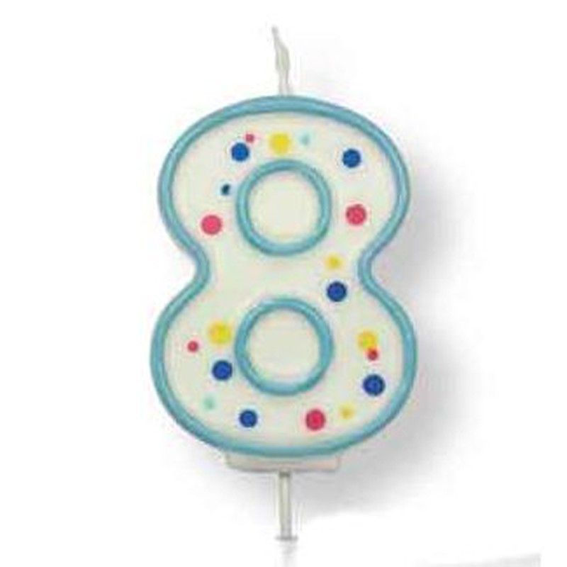 Vela cumpleaños azul número 8 pme