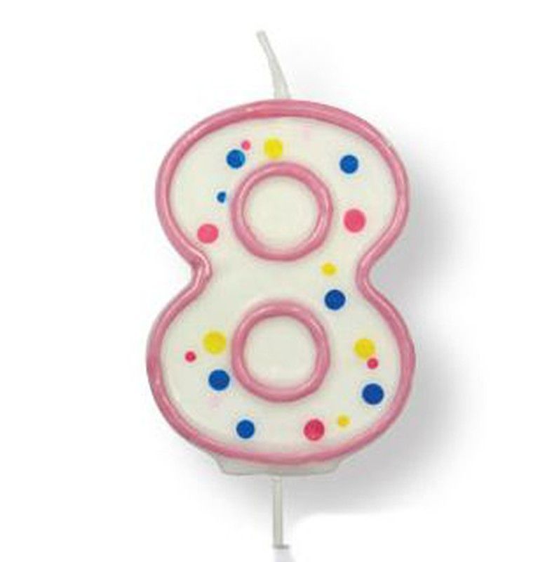 Vela cumpleaños rosa número 8 pme
