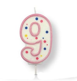 Vela cumpleaños rosa número 9 pme