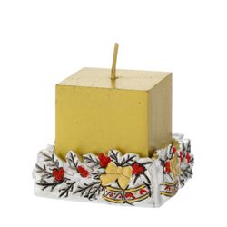 Vela Navidad Cera 4x4x4cm N8660-01OR Dorada Base Plateada