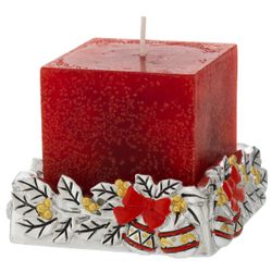 Vela Navidad Cera 5.5x5.5x5.5cm N8660-02RO Roja Base Plateada
