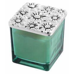 Vela Perfumada 6x6cm 2219-02 Verde Detalle Floral Margarita