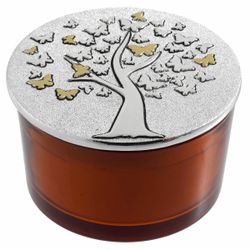 Vela Perfumada Redonda 10x6cm 2218-05 Anaranjada Detalle Floral Aroma Azahar