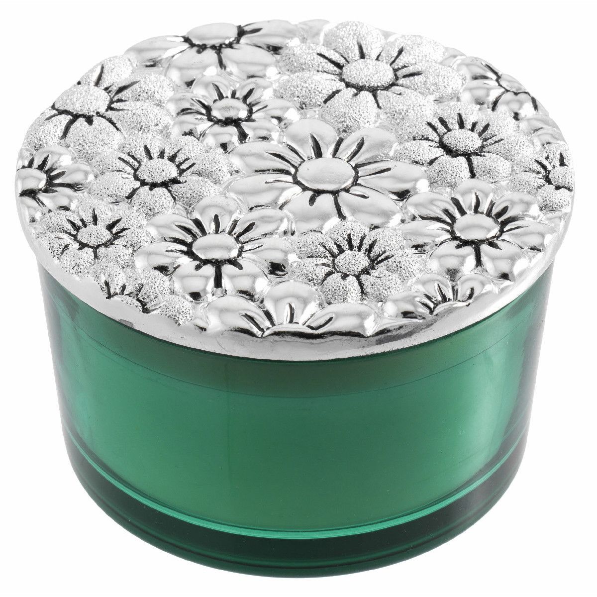 Vela Perfumada Redonda 10x6cm 2219-05 Verde Detalle Floral Margarita