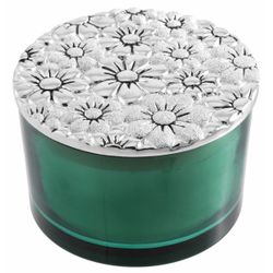 Vela Perfumada Redonda 13x8.5cm 2219-06 Verde Detalle Floral Margarita