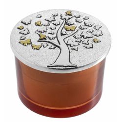 Vela Perfumada Redonda 7.5x5cm 2218-04 Anaranjada Detalle Floral Aroma Azahar