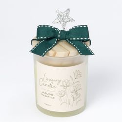 Vela tapa madera lazo verde y estrella navideña min 6