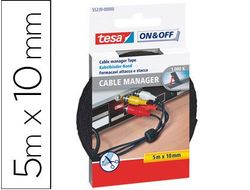 Velcro Autoadhesivo Tesa Negro 5 M X 10 mm para Agrupar Cables