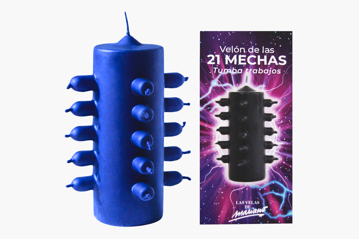 Velón 21 Mechas Azul