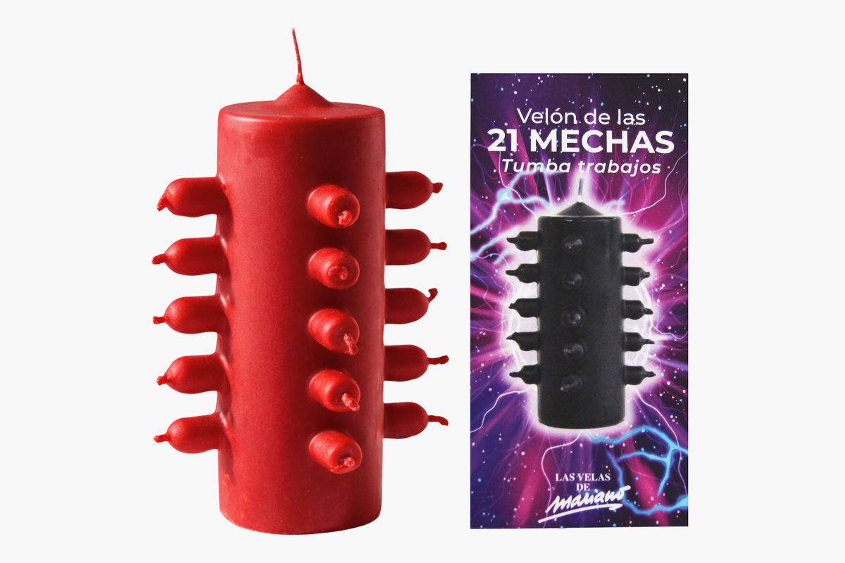 Velón 21 Mechas Rojo
