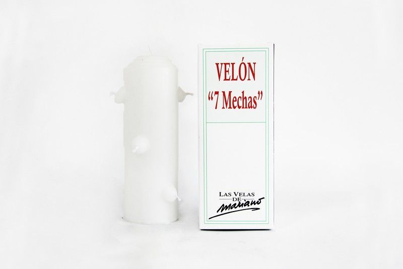 Velón 7 mechas grande blanco