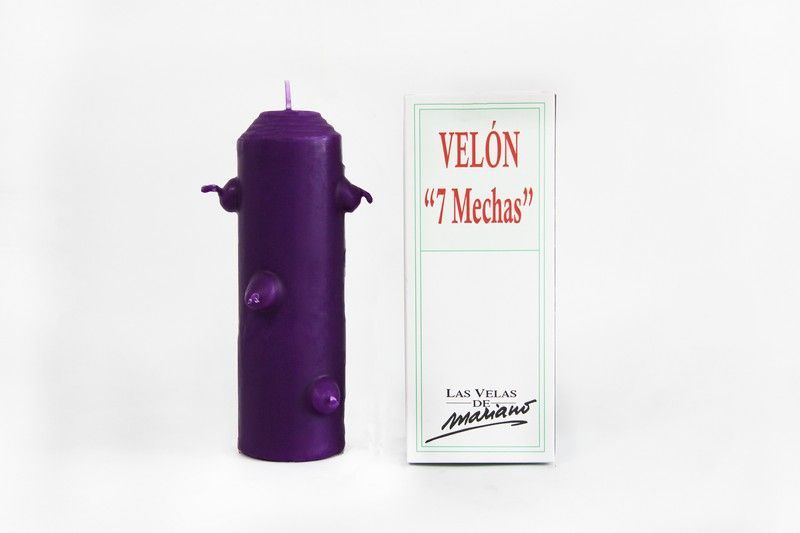 Velón 7 mechas grande morado