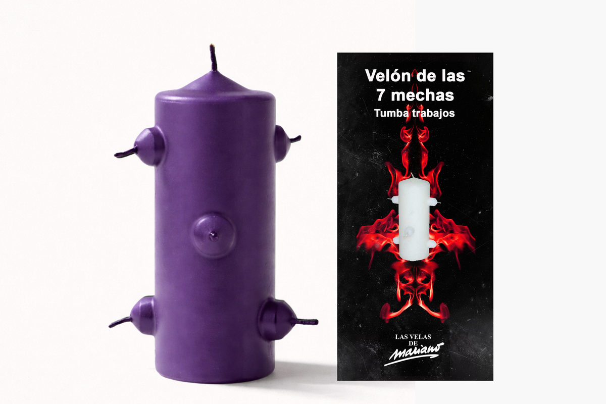 Velón 7 mechas pequeño morado