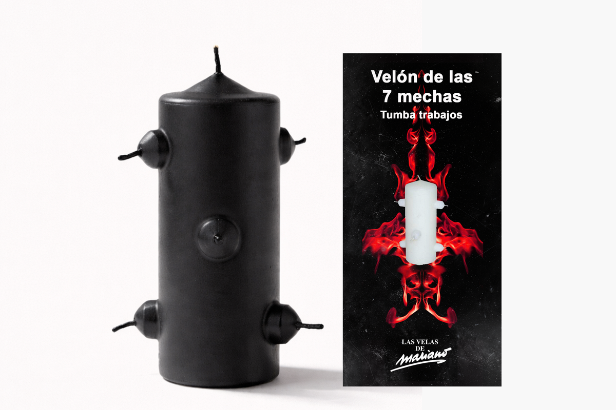 Velón 7 mechas pequeño negro