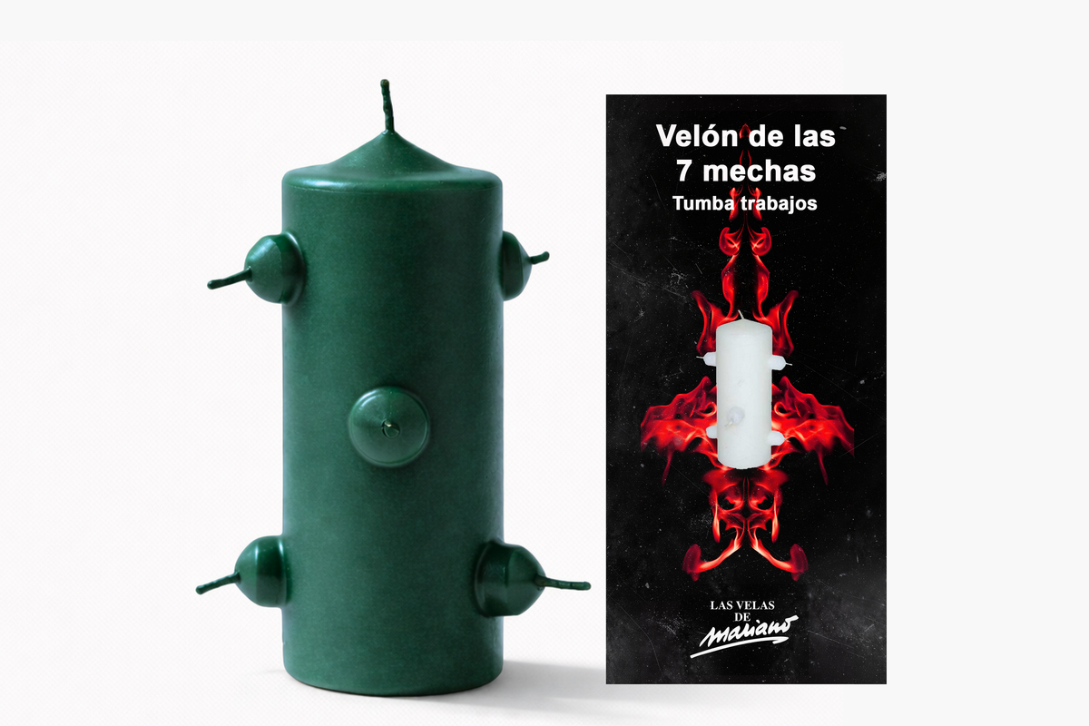 Velón 7 mechas pequeño verde