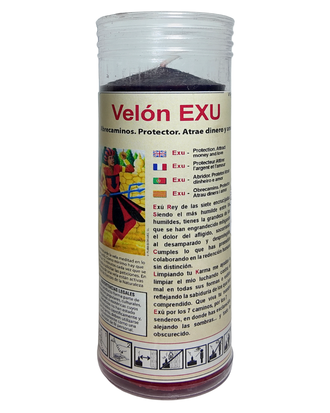 Velón con Oración a Exú - Apertura de Caminos y Resolución de Obstáculos