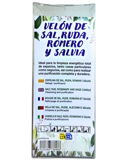 Velón de Sal, Ruda, Romero y Salvia - Purificación Total y Limpieza Energética