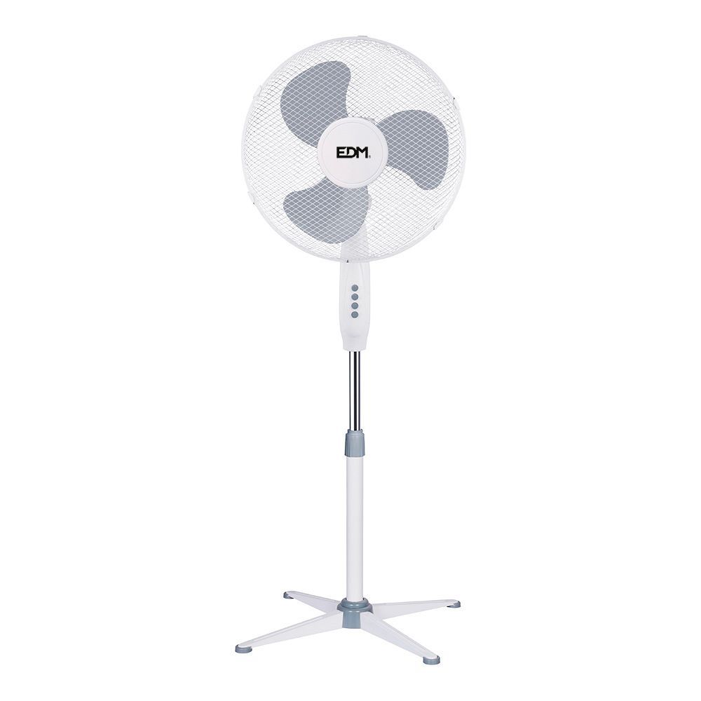 Ventilador De Pie, Blanco, Potencia 45 W, Aspas Ø40 Cm, Altura Regulable 105-125 Cm