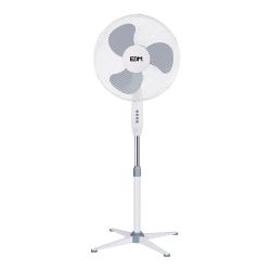 Ventilador De Pie, Blanco, Potencia 45 W, Aspas Ø40 Cm, Altura Regulable 105-125 Cm