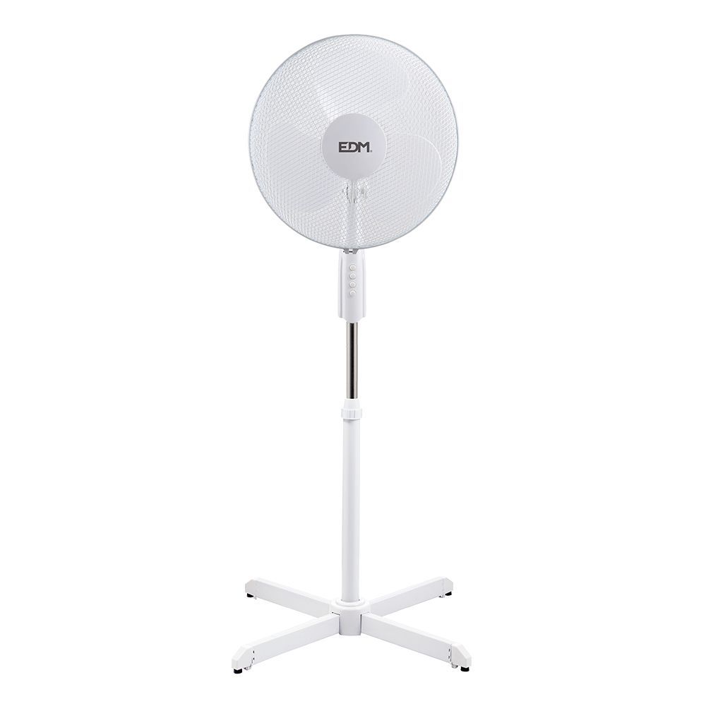 Ventilador De Pie, Blanco, Potencia 45 W, Aspas Ø40 Cm, Altura Regulable 110-130 Cm