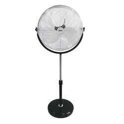 Ventilador De Pie Industrial Base Circular, Cromado/Negro, Potencia 120 W, Aspas Ø50 Cm, Altura Regulable 118-148 Cm