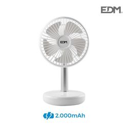 Ventilador de sobremesa recargable blanco 5w ø aspas 17 cm edm