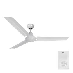 Ventilador De Techo Modelo Mini Industrial. Color Blanco Potencia: 60W Aspas: Ø120Cm Con Controlador De Pared Edm